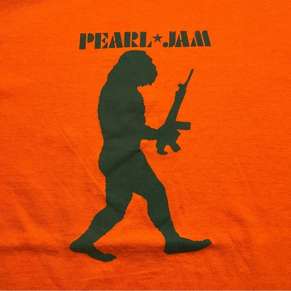 Vintage Pearl Jam Ape Man Shirt Adult Extra Large Orange Tour Promo Concert - Picture 2 of 12